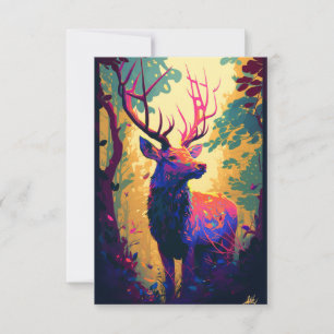 Tarjeta De Agradecimiento Bosque de vida silvestre de pintura con retrato an