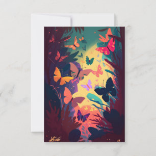 Tarjeta De Agradecimiento Bosque de vida silvestre de pintura con retrato an