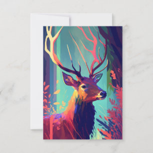 Tarjeta De Agradecimiento Bosque de vida silvestre de pintura con retrato an