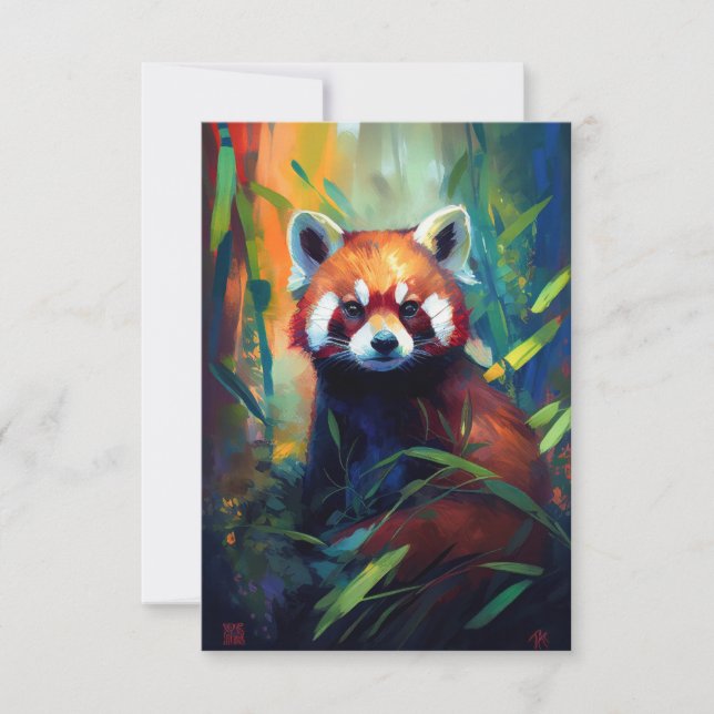 Tarjeta De Agradecimiento Bosque de vida silvestre pintado de retrato animal (Anverso)