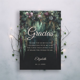 Tarjeta De Agradecimiento Bosque Encantado Arco Cuento de Hadas Verde Quince