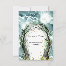 Tarjeta De Agradecimiento Bosque Encantado de Cumpleaños con Pastel