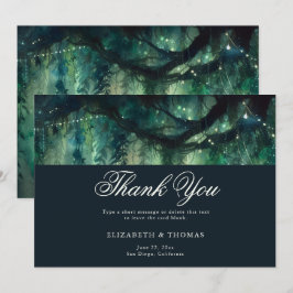 Tarjeta De Agradecimiento Bosque Encantado Jardín Mágico Boda Esmeralda