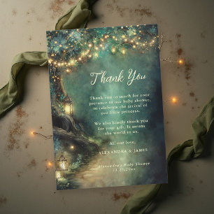 Tarjeta De Agradecimiento Bosque Encantado Linternas Mágicas Fiesta de Bebé 