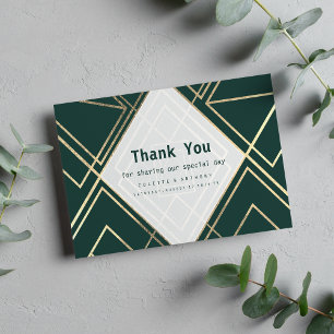 Tarjeta De Agradecimiento Bosque geométrico oro verde oro moderno Gracias