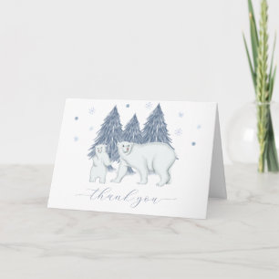 Tarjeta De Agradecimiento Bosque invernal de madera Oso polar Baby Shower