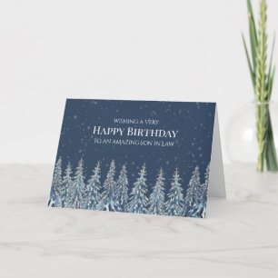 Tarjeta De Agradecimiento Bosque invernal rústico Feliz cumpleaños yerno