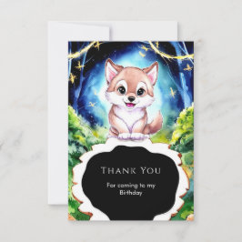 Tarjeta De Agradecimiento Bosque Mágico del Bosque Lobo Cumpleaños