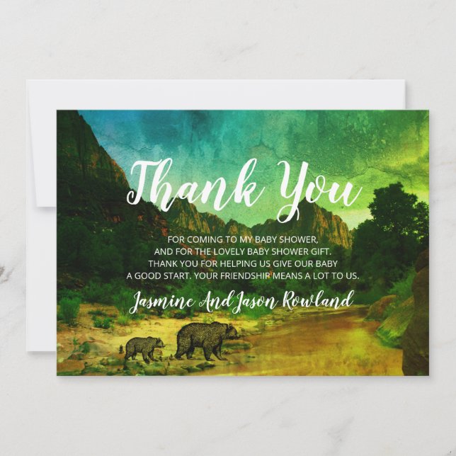 Tarjeta De Agradecimiento Bosque rústico de bosques boscosos lleva Baby Show (Anverso)