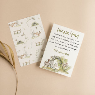Tarjeta De Agradecimiento Bosque Salvaje Ciervo Conejo Dulce Baby Shower