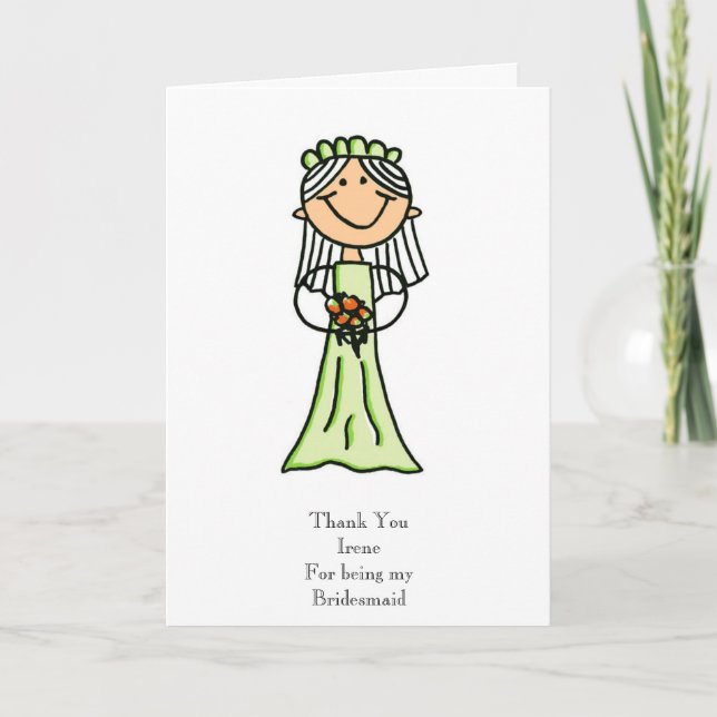 Tarjeta De Agradecimiento Bosquejo de la dama de honor, gracias (Anverso)