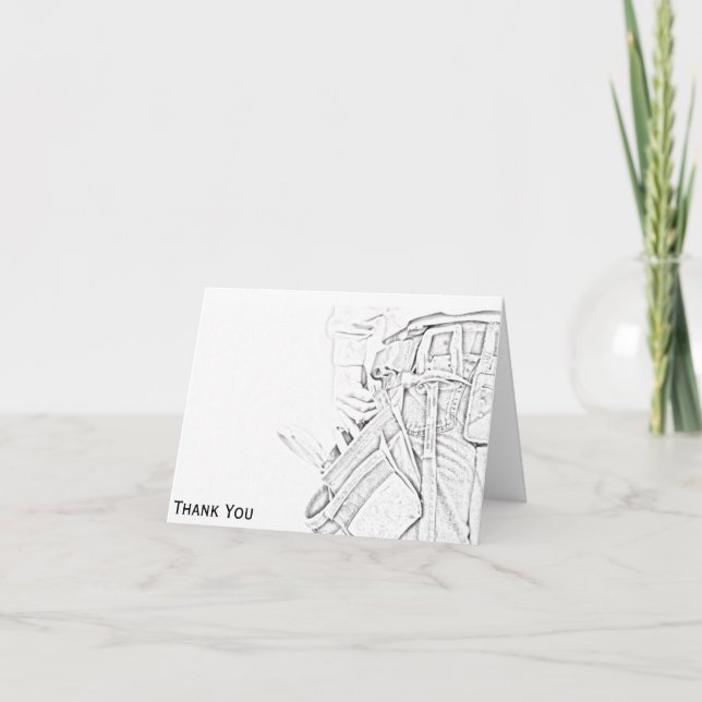 Tarjeta De Agradecimiento Bosquejo de la manitas en negocio blanco y negro (Anverso)
