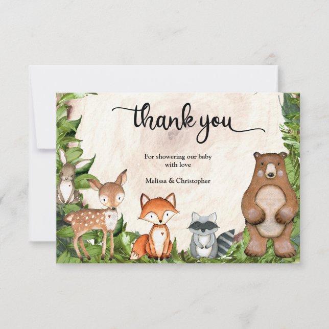Tarjeta De Agradecimiento Bosques de bosque de madera vegetación de trozos d (Anverso)