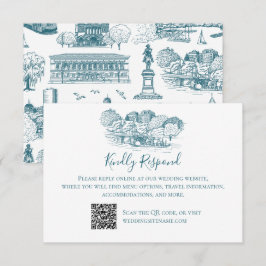 Tarjeta De Agradecimiento Boston Toile (Ed. Aniversario) Azul/Blanco