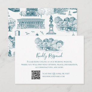 Tarjeta De Agradecimiento Boston Toile (Ed. Aniversario) Azul/Blanco