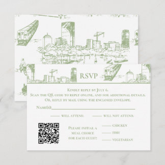 Tarjeta De Agradecimiento Boston Toile Sage Green RSVP Card