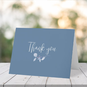 Tarjeta De Agradecimiento Botánica azul floral simple y elegante