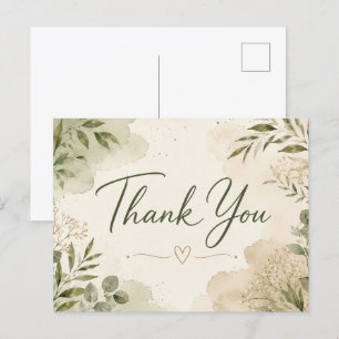 Tarjeta de agradecimiento botánica elegante
