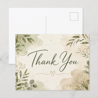 Tarjeta de agradecimiento botánica elegante