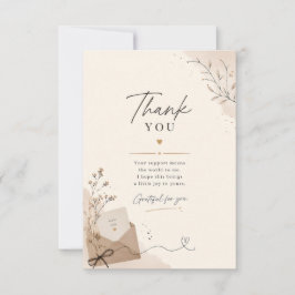 Tarjeta de agradecimiento botánica neutral elegant