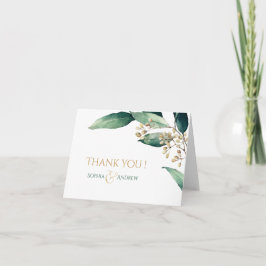 Tarjeta De Agradecimiento Botánica pintada moderna verde rústico gracias