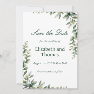 Tarjeta De Agradecimiento Botanical eucalyptus leaves save the date card