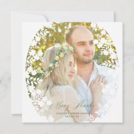 Tarjeta De Agradecimiento Botanical Sophisticated Frame Photo Wedding