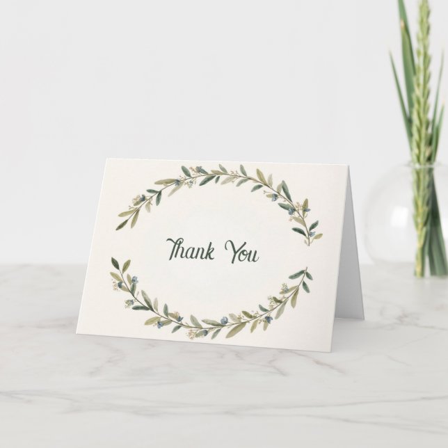 Tarjeta De Agradecimiento Botanical Twin Baby Shower Olive Branch Boho Green (Anverso)