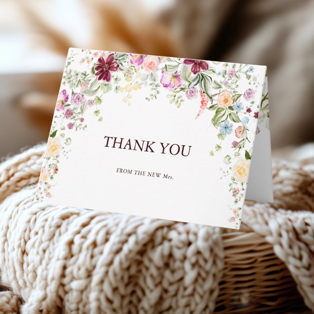 Tarjeta De Agradecimiento Botanical Wildflower Garden Wedding Thank You (Subido por el creador)