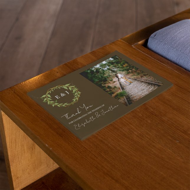 Tarjeta De Agradecimiento Botanical Wreath Earth Tone Wedding (Subido por el creador)