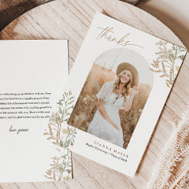 Tarjeta De Agradecimiento Botánicas de pradera Foto de graduación Agradecimi