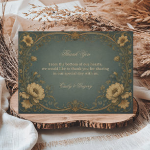 Tarjeta De Agradecimiento Botánico Azul Vintage