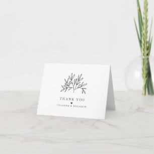 Tarjeta De Agradecimiento Botánico blanco y negro minimalista personalizado