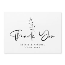 Tarjeta de agradecimiento botánico con guión negro