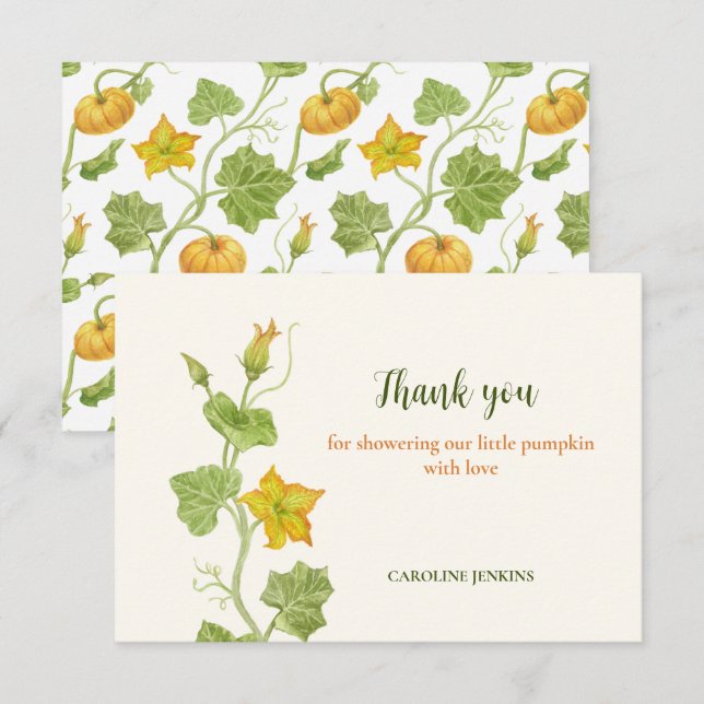 Tarjeta De Agradecimiento botánico de calabaza (Anverso / Reverso)
