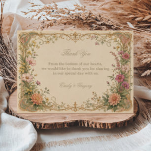 Tarjeta De Agradecimiento Botánico de Flor Silvestre Vintage