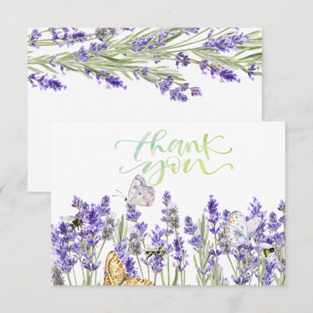 Tarjeta de agradecimiento botánico de Lavander But (Anverso / Reverso)