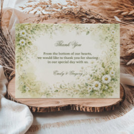 Tarjeta De Agradecimiento Botánico de margarita vintage