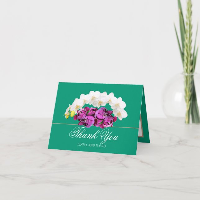 Tarjeta de agradecimiento botánico de orquídea bla (Anverso)