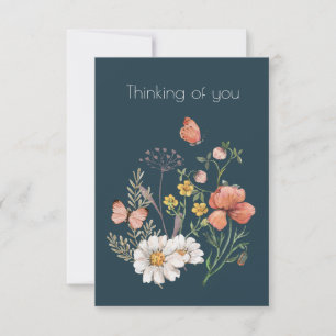 Tarjeta De Agradecimiento Botánico Flor Silvestre Boho Pensando en Ti