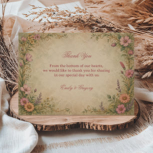 Tarjeta De Agradecimiento Botánico floral vintage