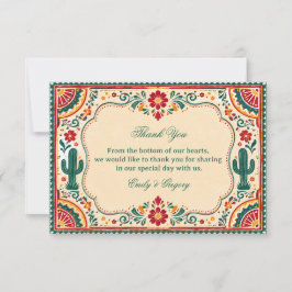 Tarjeta De Agradecimiento Botánico Mexicano Folk Colorido