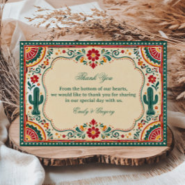 Tarjeta De Agradecimiento Botánico Mexicano Folk Colorido