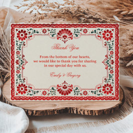Tarjeta De Agradecimiento Botánico Mexicano Folk Elegante