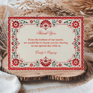 Tarjeta De Agradecimiento Botánico Mexicano Folk Elegante