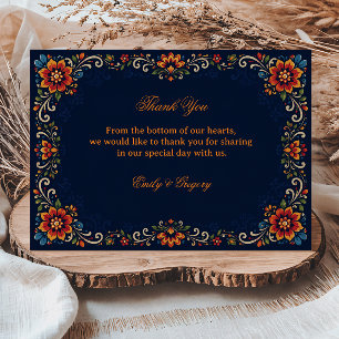 Tarjeta De Agradecimiento Botánico Mexicano Folk Elegante
