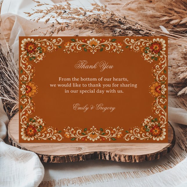Tarjeta De Agradecimiento Botánico Mexicano Folk Rústico (Subido por el creador)