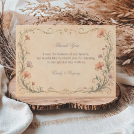 Tarjeta De Agradecimiento Botánico Pastel Vintage