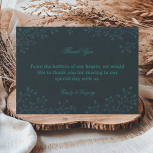 Tarjeta De Agradecimiento Botánico Turquesa Elegante