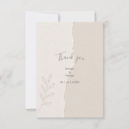 Tarjeta De Agradecimiento Botánicos de boda minimalistas de papel desgarrado